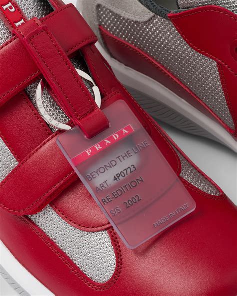 prada argento|Red Prada America’s Cup Original Sneakers .